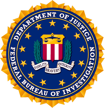 Seal of the FBI, U.S. Department of Justice.